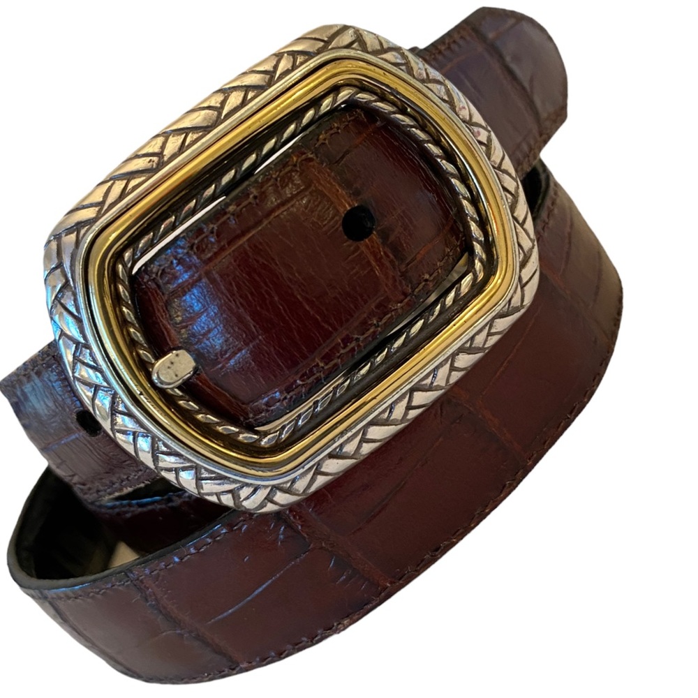 Vintage Brighton Reversible Brown and Black Crocodile Stamped Belt
